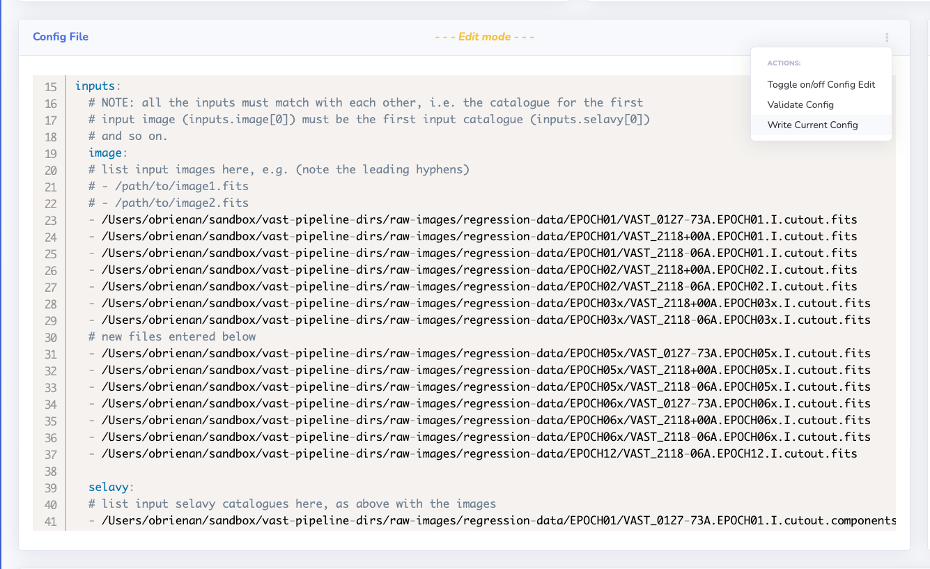 New images added to the run configuration.