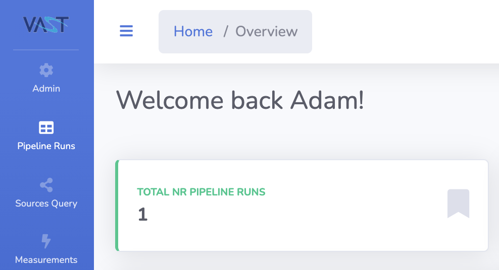 Navbar 'Pipeline Runs' selection.